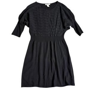 Design History Black Knit Chevron Bodice Dress Size L